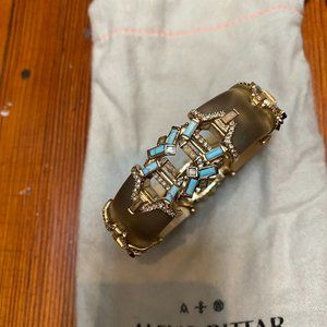 Alexis Bittar Lucite Gold and Turquoise Hinge Bracelet